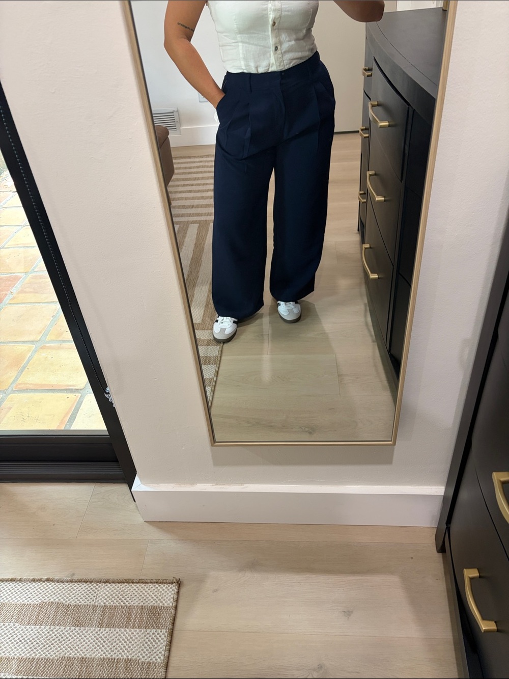 GAP Factory Navy Wide-Leg Pleated Trousers